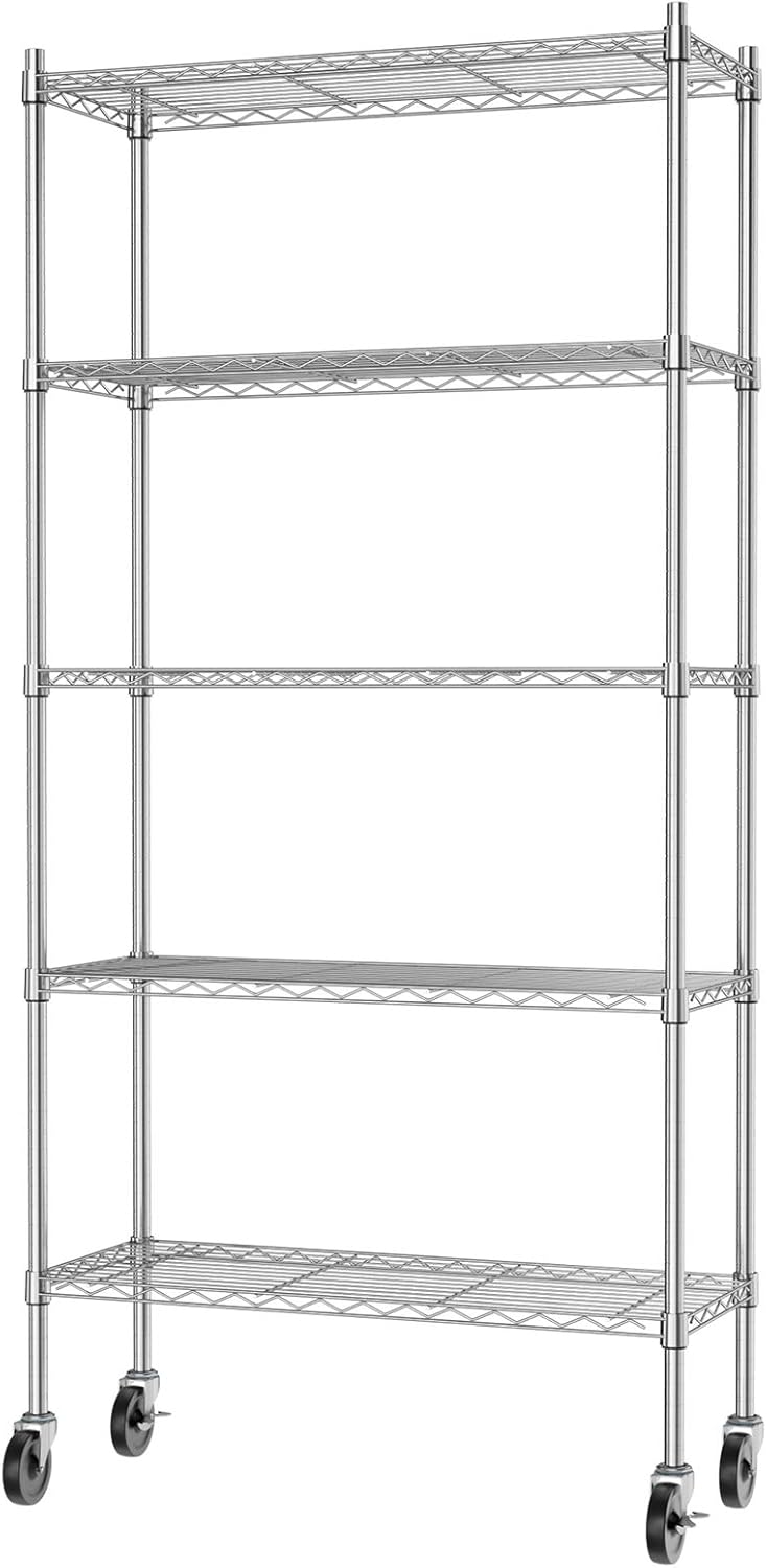 Chrome 5 Tier Rolling Metal Utility Cart Y927942