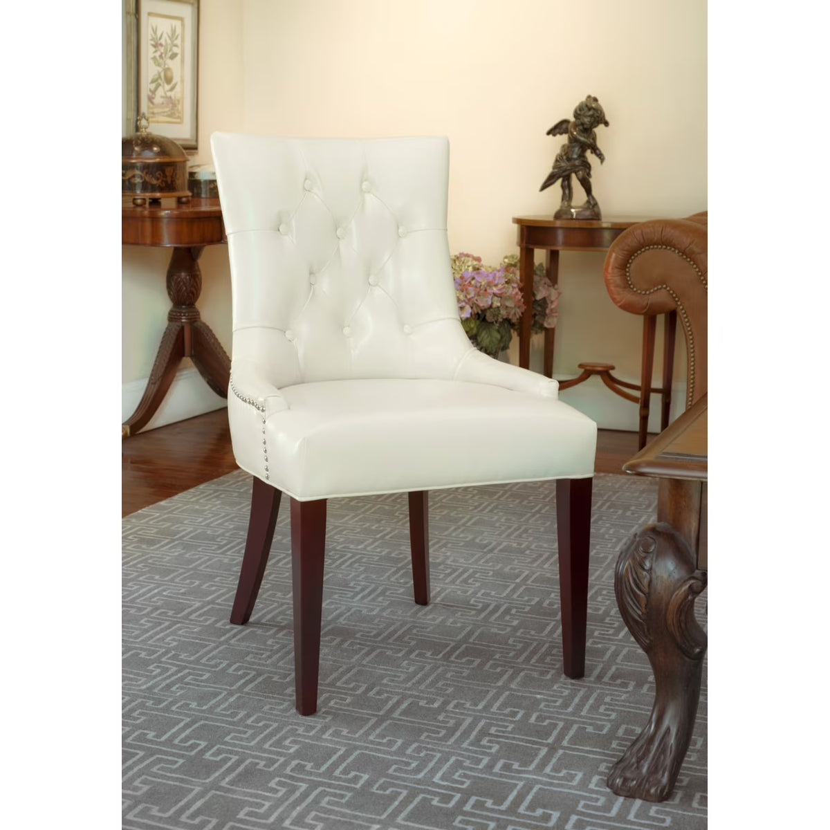 Tufted Chair Nickel Nail Head Cream U72137
