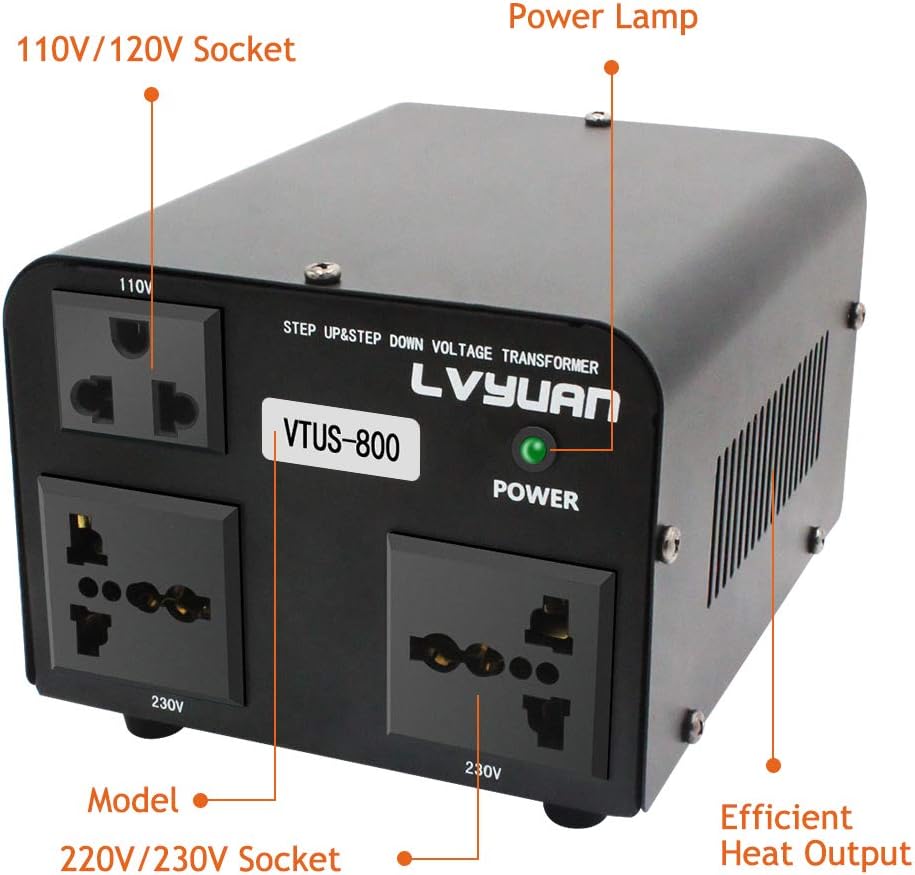 Voltage Transformer Converter 800 Watt Step Up/Down with 1 US Outlets, 2 Universal Outlets Pack of 2 K6651