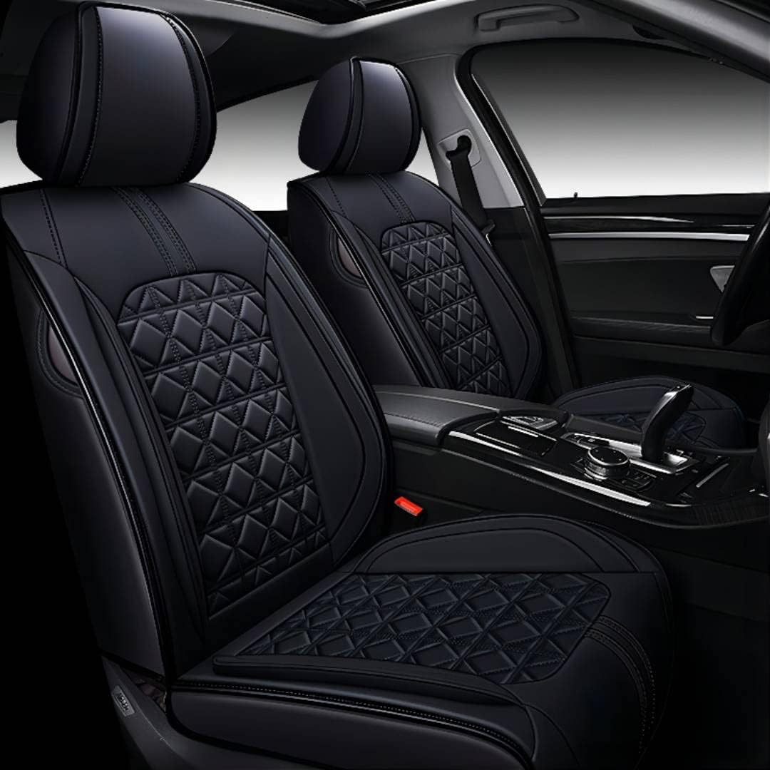 Black Synthetic Leather 5-Seater Full Set Seat Cover S3444
