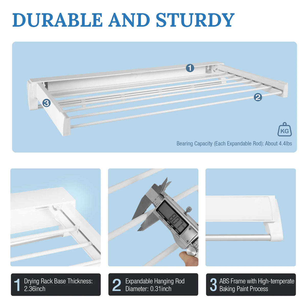 White Wall Mounted Foldable Clothes Drying Rack S1959