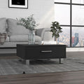 Black Coffee Table with Drawer and Metal Handles W6835