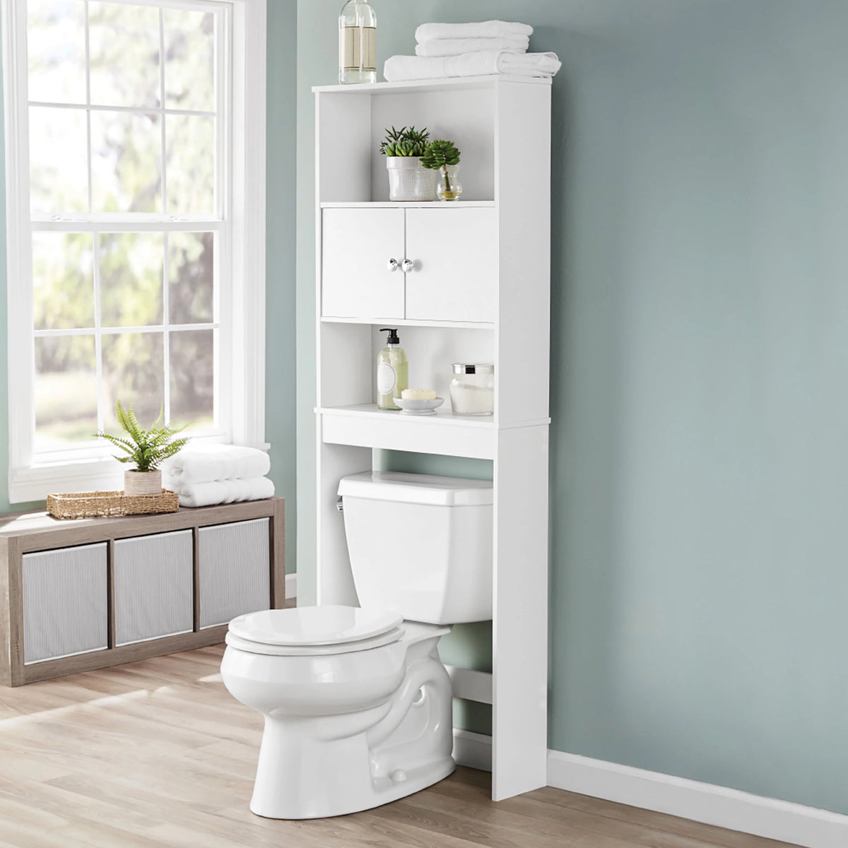 White 3-Shelf Bathroom Space Saver Y58563