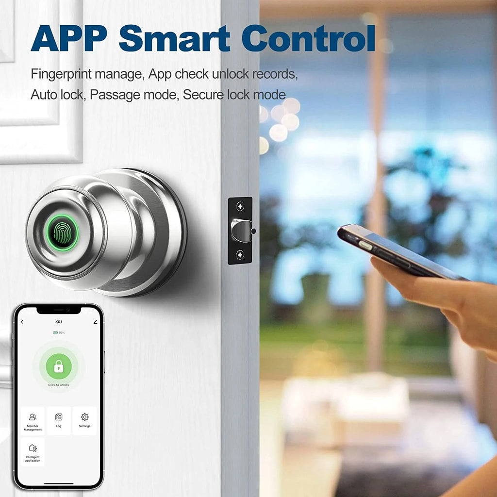 Smart Fingerprint Door Lock with App Control, Black F342