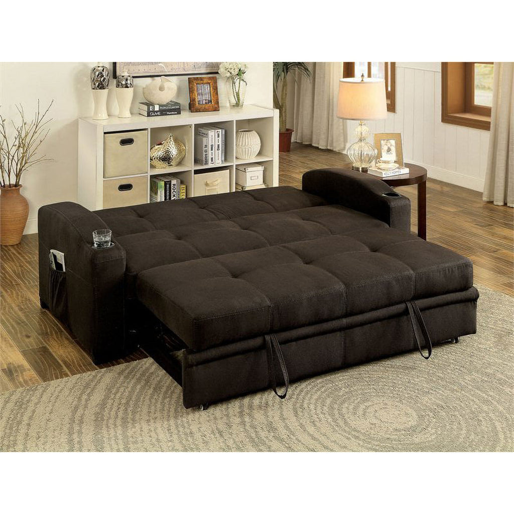 Brown Fabric Convertible Sofa Z366