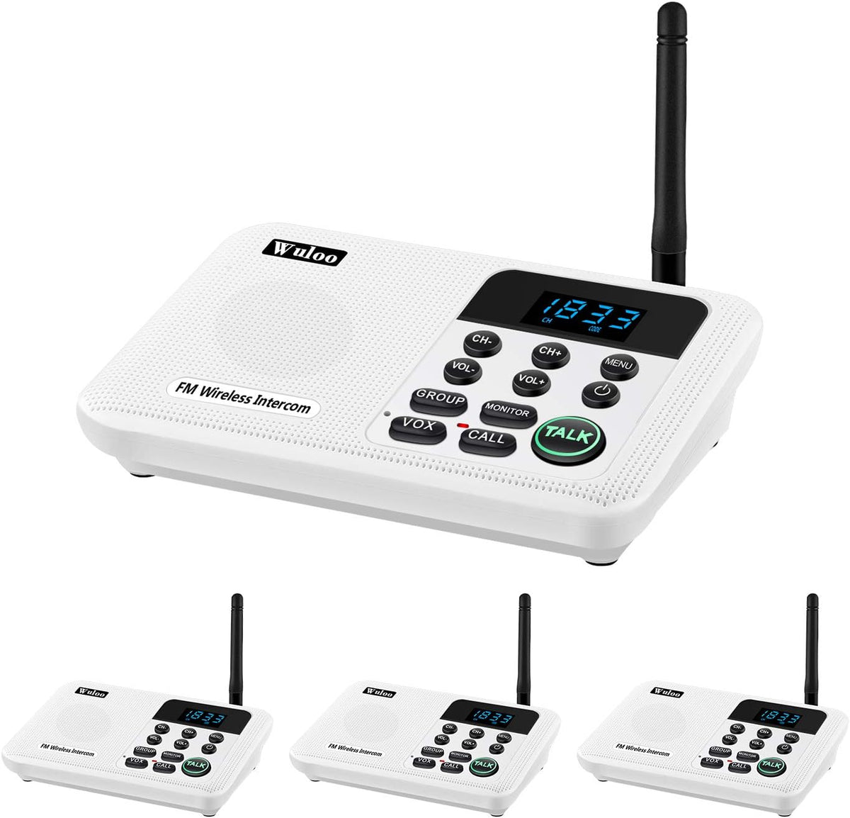 Wireless Intercom System, 4 Stations Black I8364
