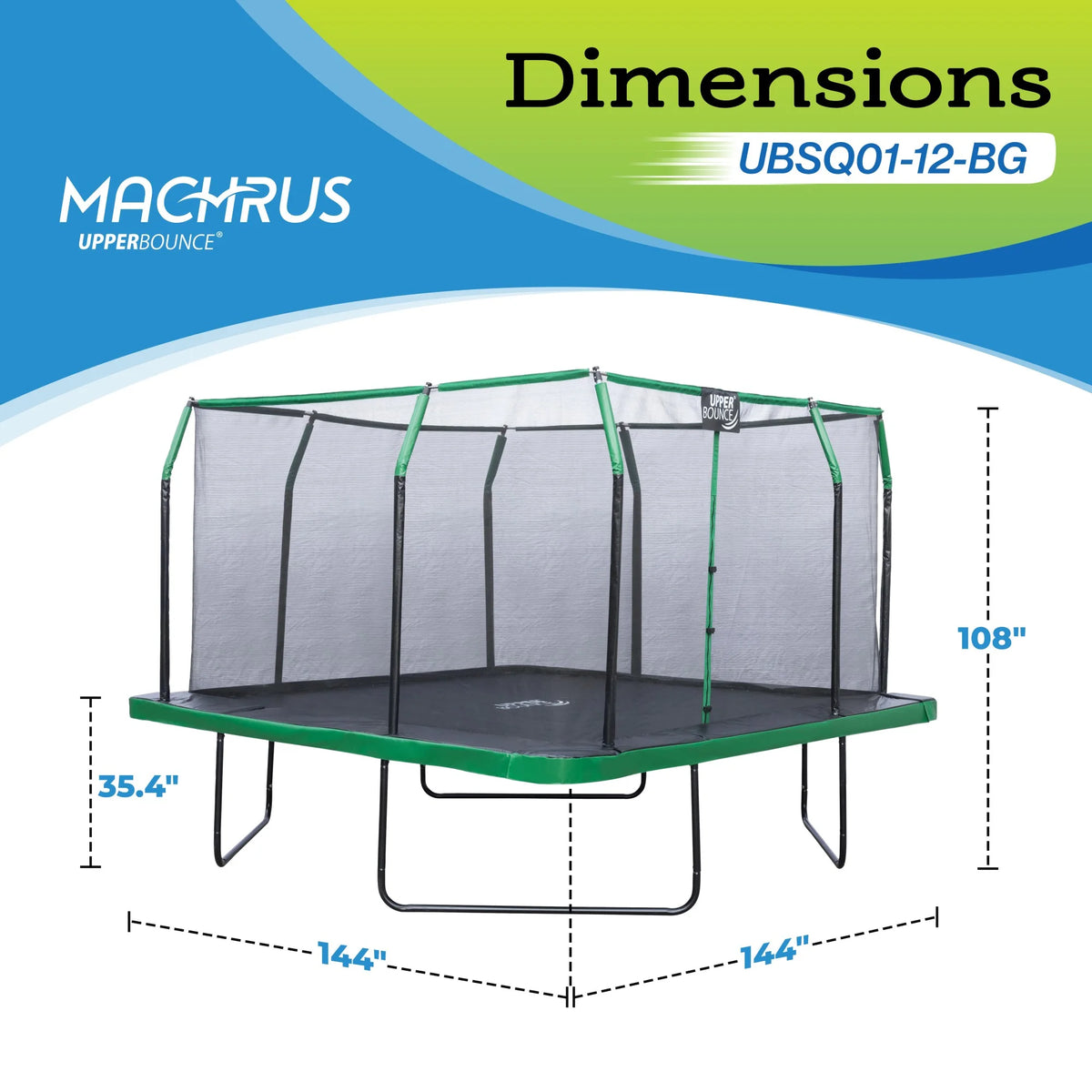 12 x 12 FT Square Trampoline Set with Enclosure and Safety Pad X993644