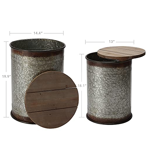 Galvanized Metal Storage Ottoman Side Table A84771