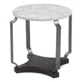 White Marble and Wood End Table Y3372