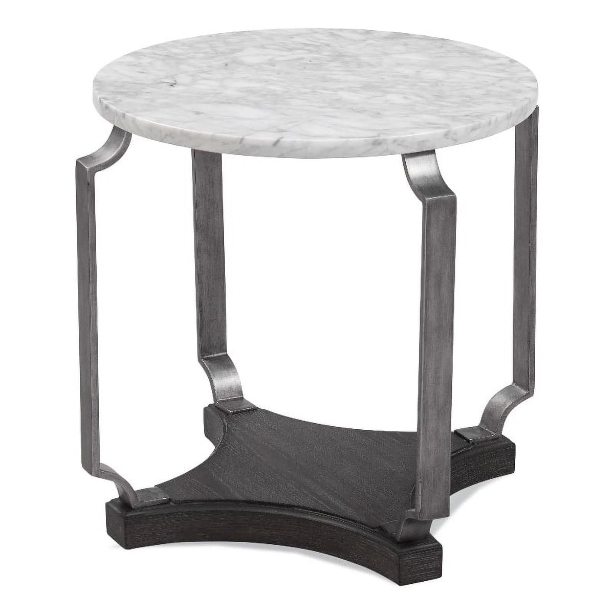 White Marble and Wood End Table Y3372