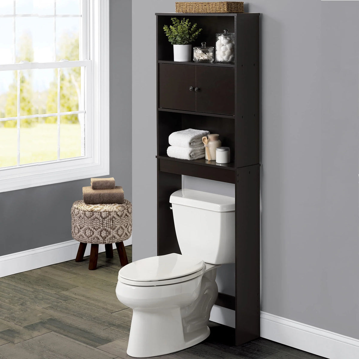 White 3-Shelf Bathroom Space Saver Y58563
