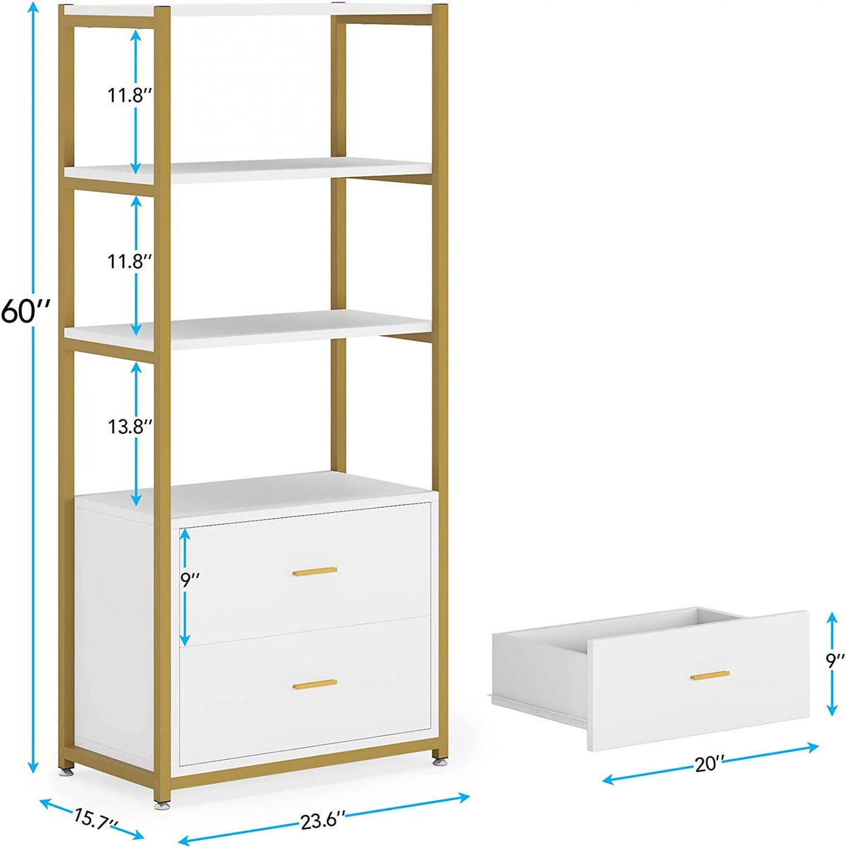 4-Tier Bookshelf with 2 Drawers I8103