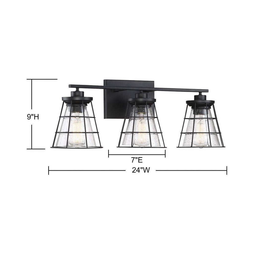 3 Light Black Bath Bar V8421