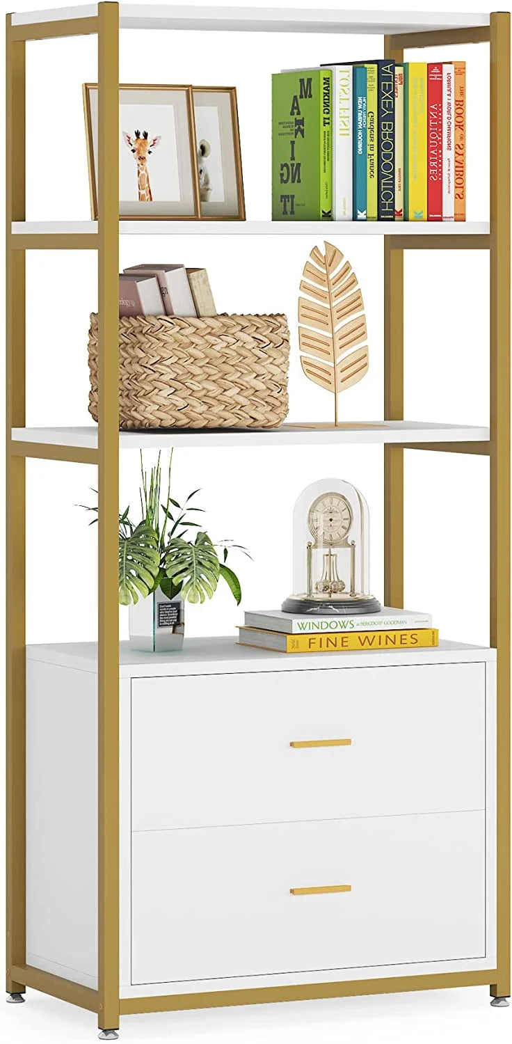 4-Tier Bookshelf with 2 Drawers I8103