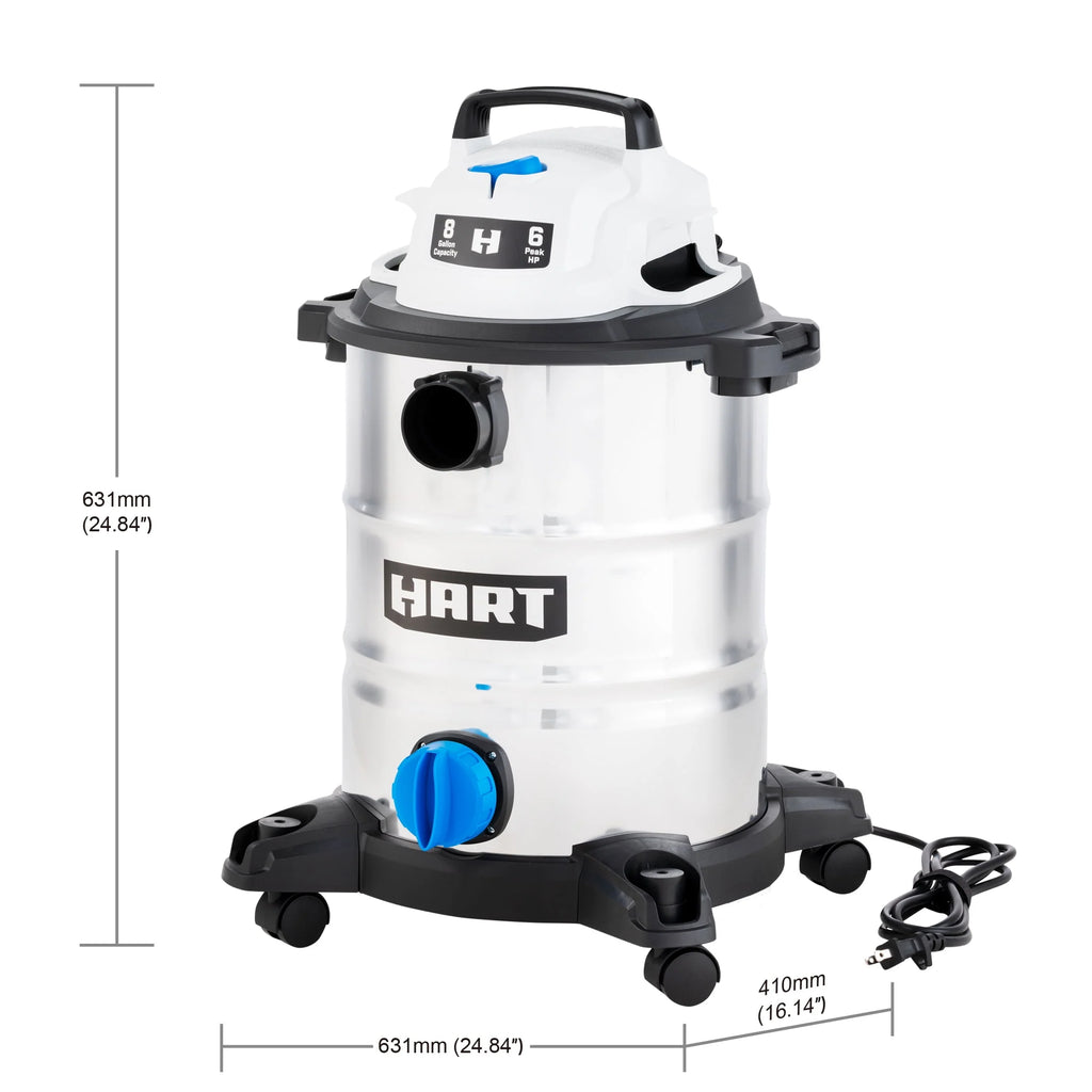 8 Gallon 6 Peak HP Stainless Steel Wet/Dry Vacuum N107