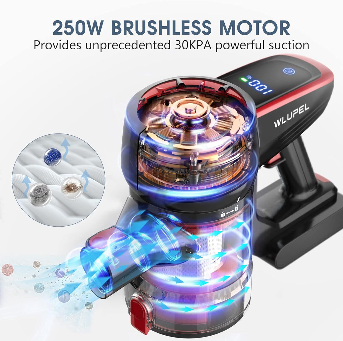 Cordless 250W Stick Vacuum Cleaner with LED Display Q2651