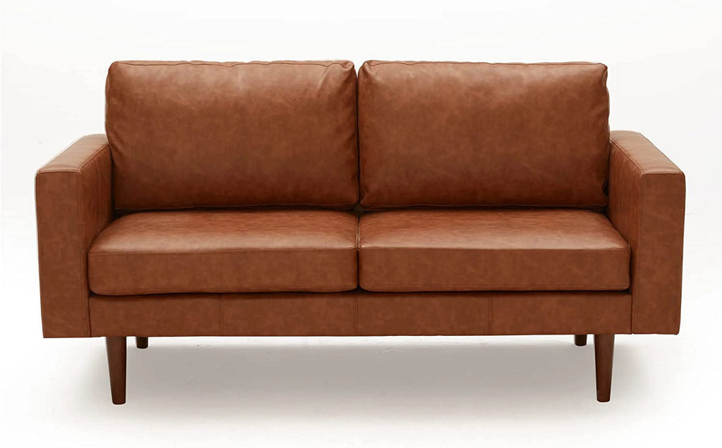 65" Faux Leather Loveseat Sofa with Solid Wooden Frame and Padded Cushion Z291