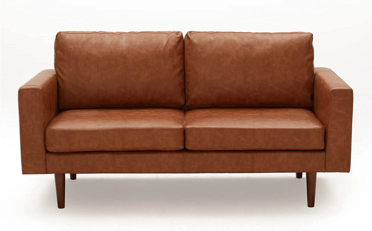 65" Faux Leather Loveseat Sofa with Solid Wooden Frame and Padded Cushion Z291