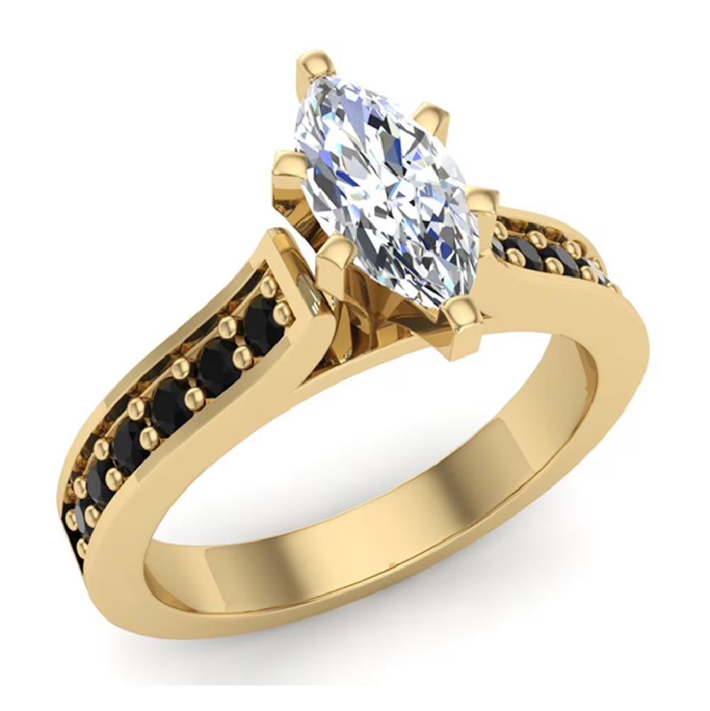 Black Diamond Ring 1.00 CT TW 14K Gold P19411
