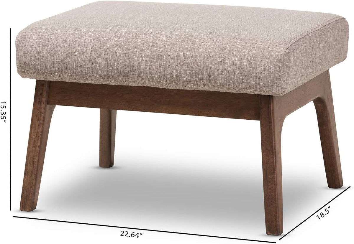 Light Grey Walnut Brown Fabric Polyester Ottoman Pack of 2 G597