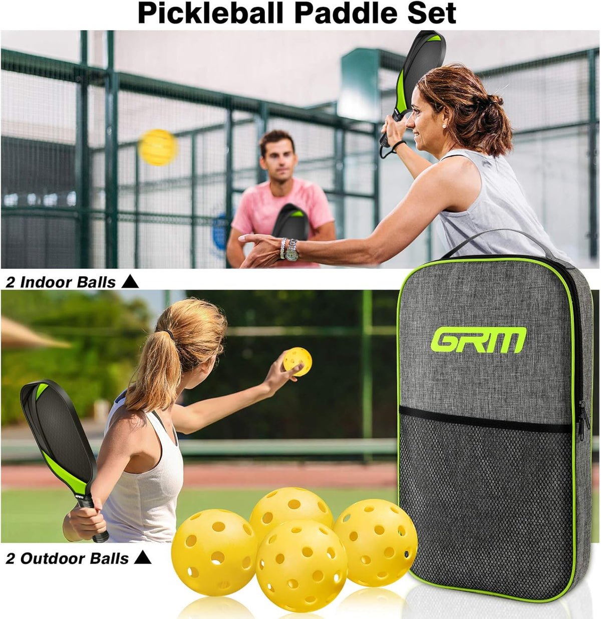 Set of 4 Graphite Pickleball Paddles with Carry Bag H41947