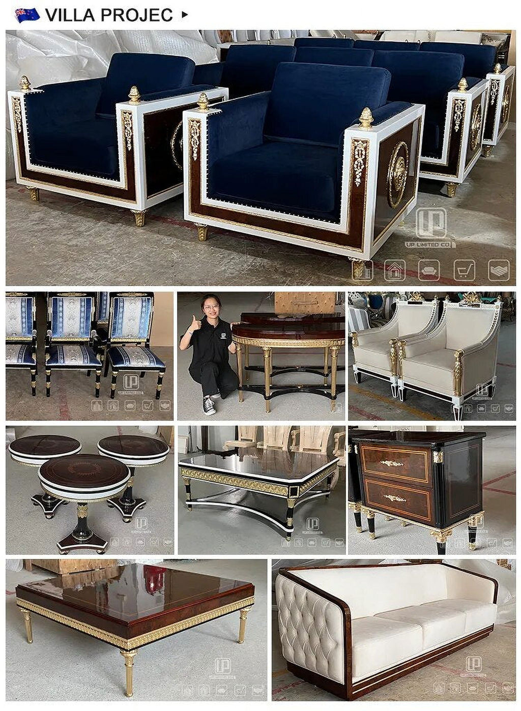 Golden Wooden Sofa Set E951925