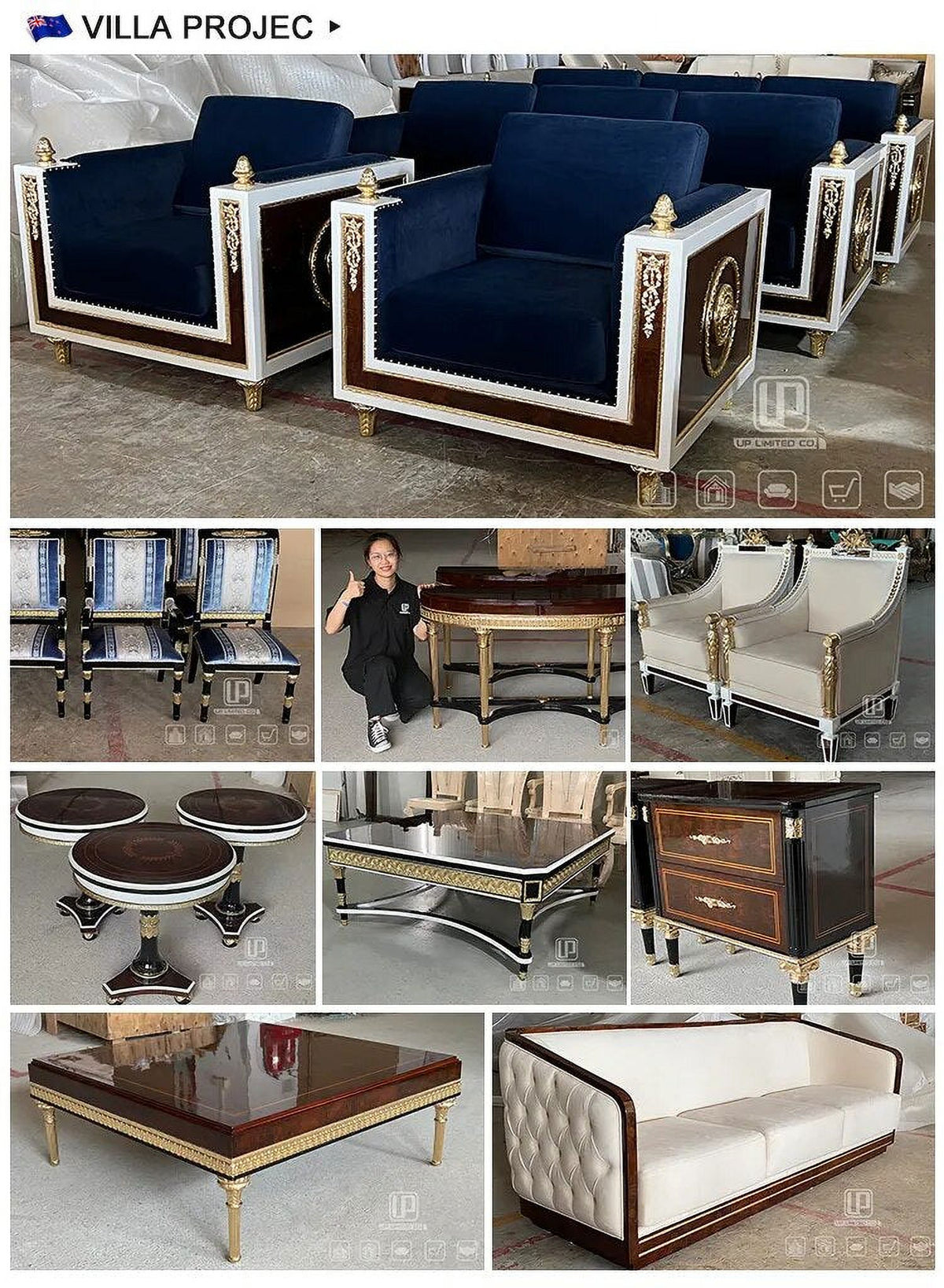 Golden Wooden Sofa Set E951925