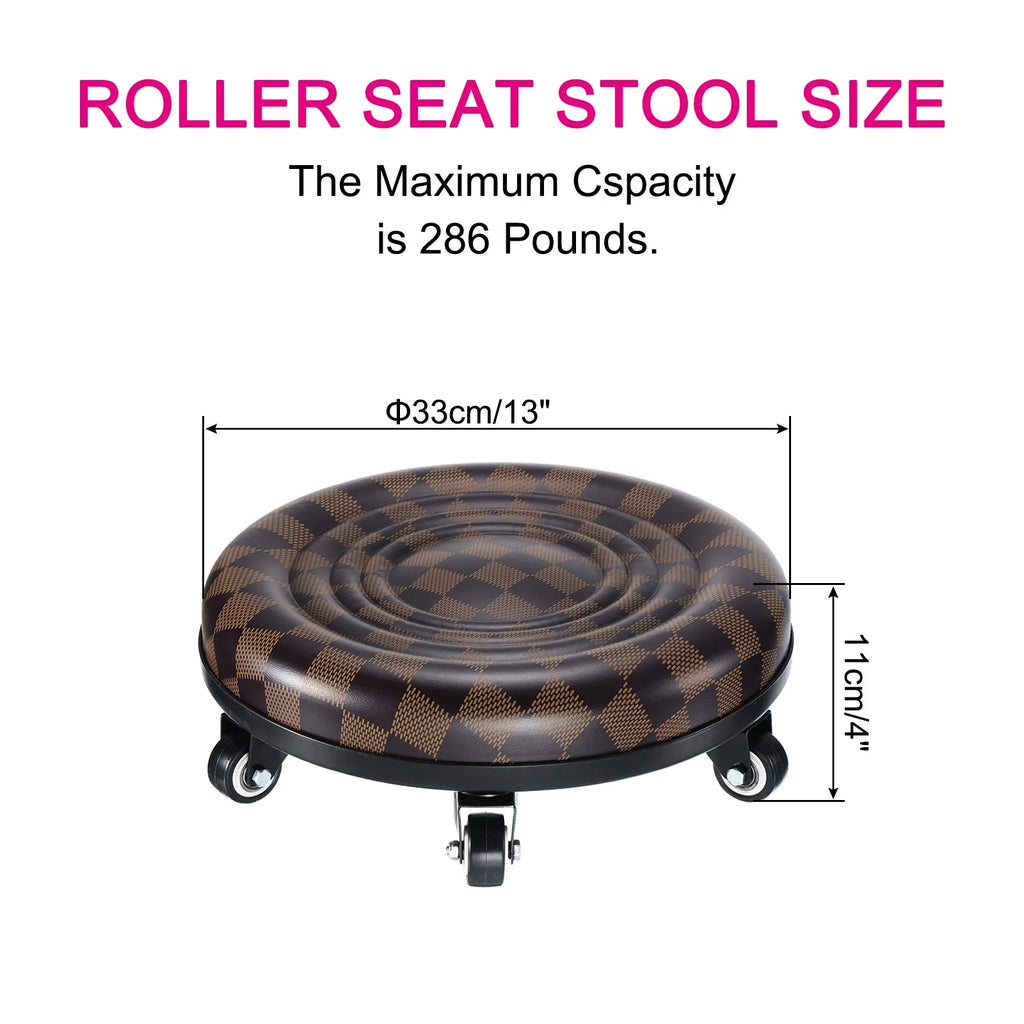 Brown PU Leather Rolling Stool W893239