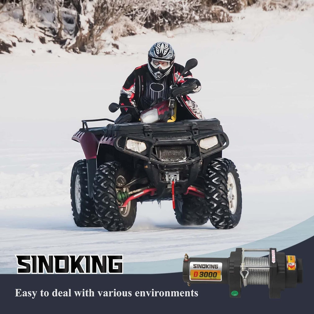 12VDC 3000LB UTV ATV Winch with Steel Cable Electric Winch Kit with Wireless Remote Control M4744