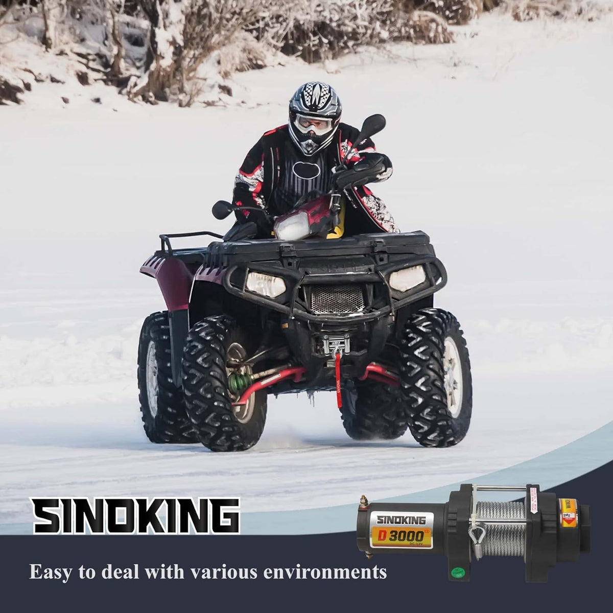 12VDC 3000LB UTV ATV Winch with Steel Cable Electric Winch Kit with Wireless Remote Control M4744