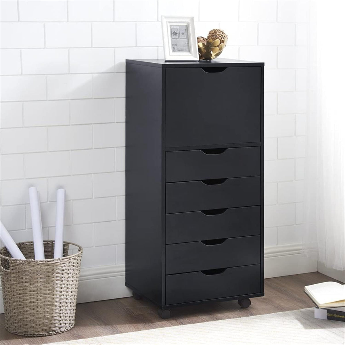 Black 6-Drawer Office Storage Cabinet U300