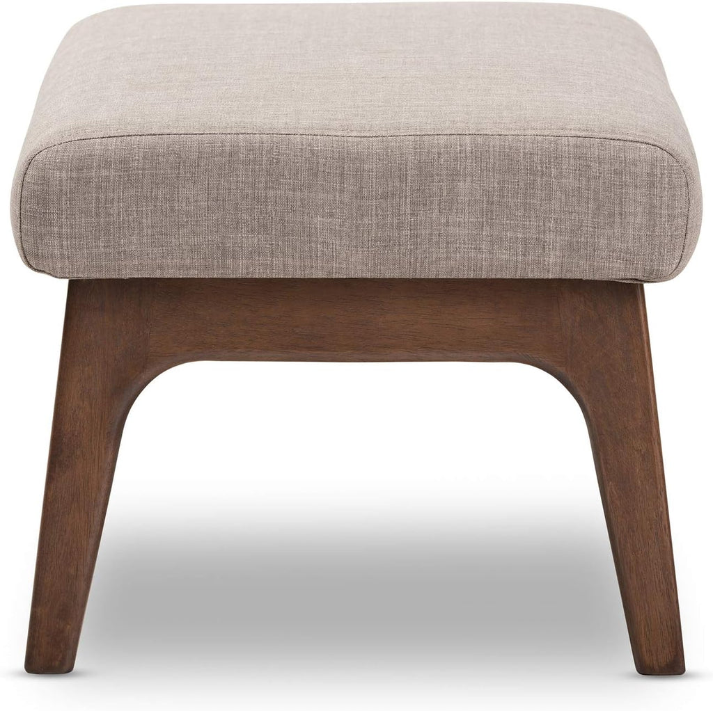 Light Grey Walnut Brown Fabric Polyester Ottoman Pack of 2 G597