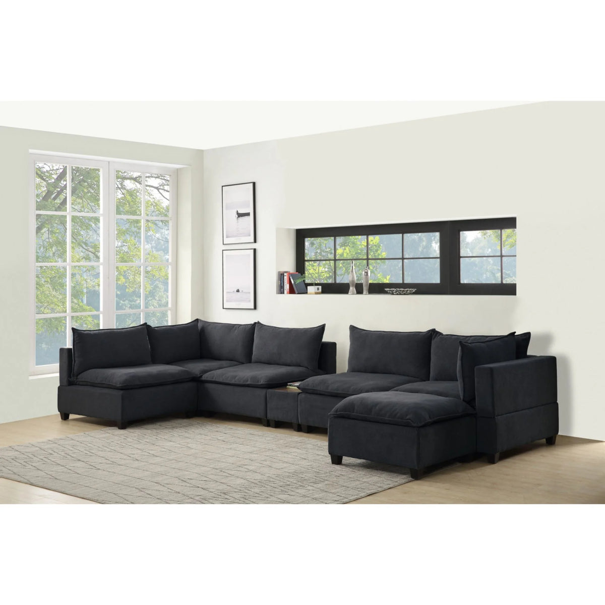 7 Piece Sectional in Dark Gray P903