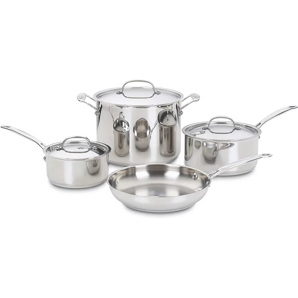 7-Piece Stainless Steel Cookware Set with Wall Mounted Rack G92082