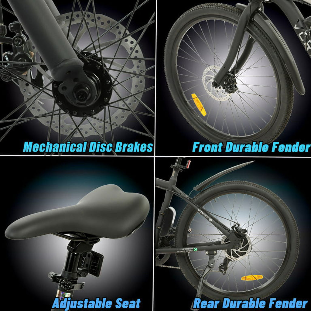 Black 26 In. 36 V 350 W 12.5 AH 7 Speed Electric Bike I670