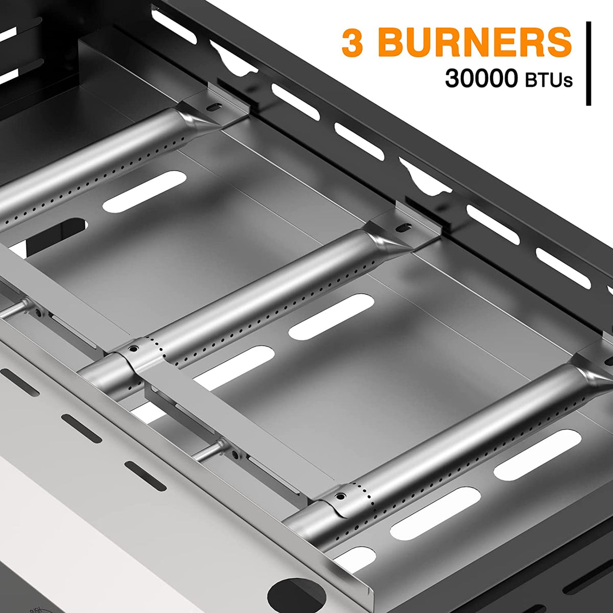 3 Burner BBQ Propane Gas Grill, Stainless Steel, Black A38720