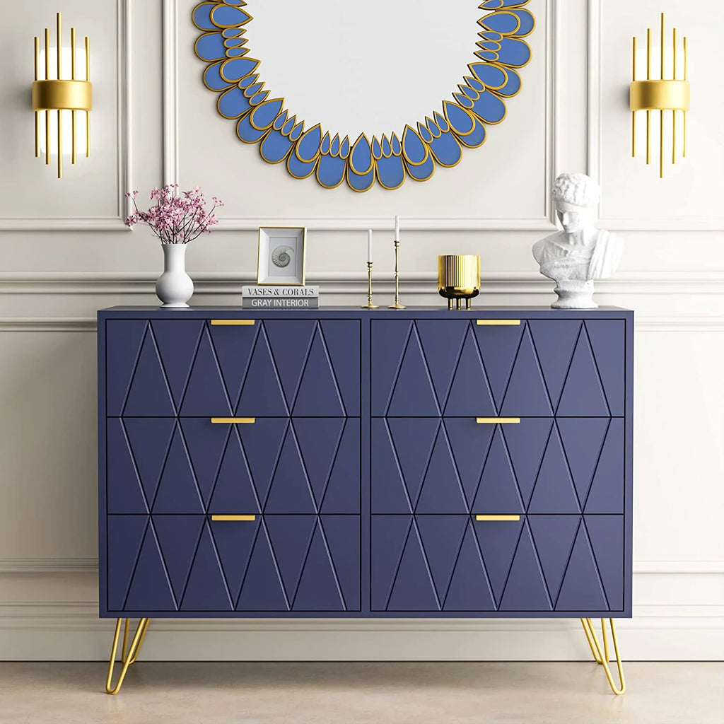 Navy Blue 6 Drawer Dresser X375989
