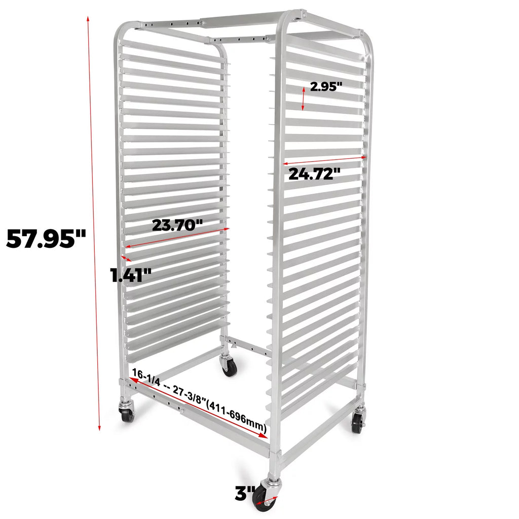 25 Tier Aluminum Bakery Rack with Lockable Wheels T14695