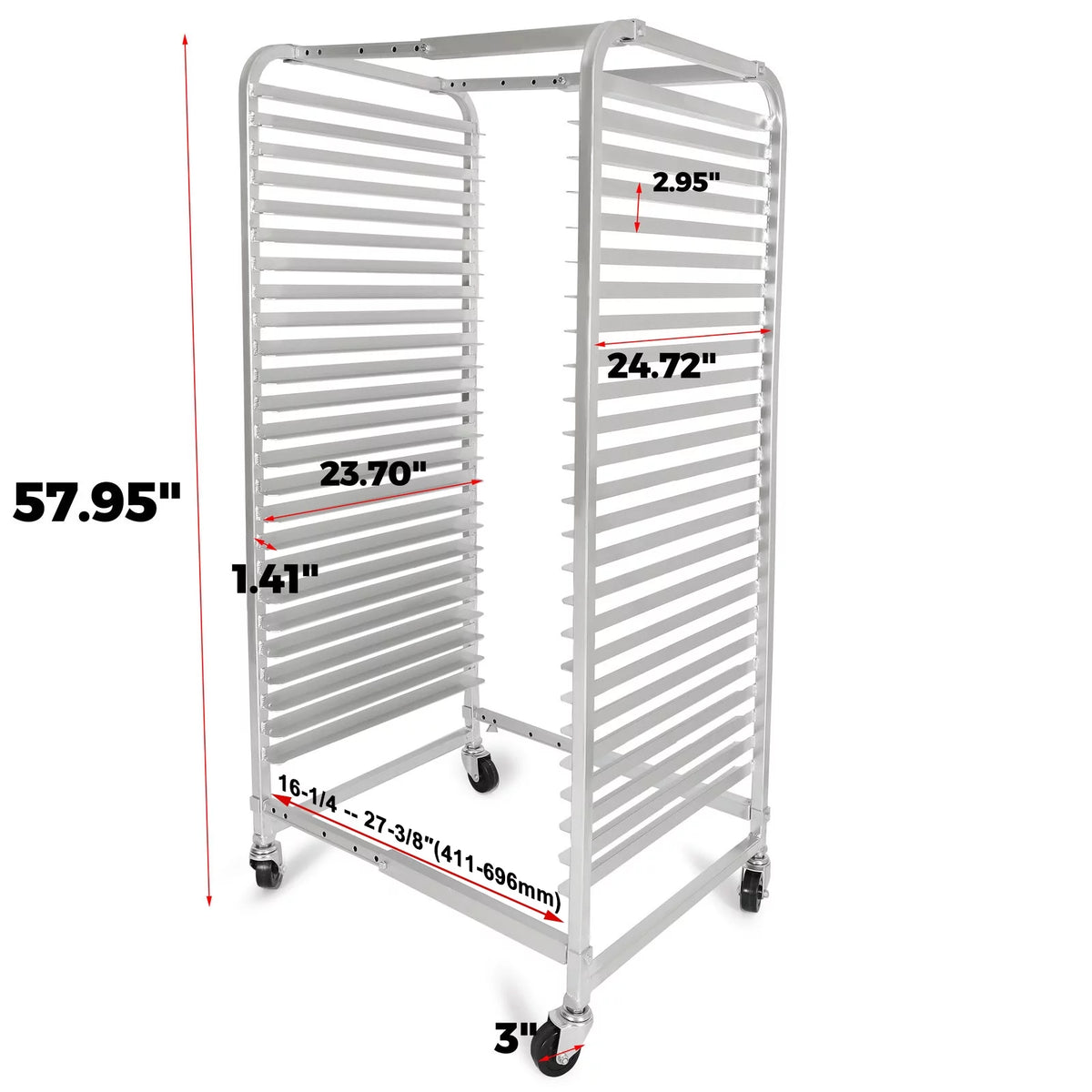 25 Tier Aluminum Bakery Rack with Lockable Wheels T14695