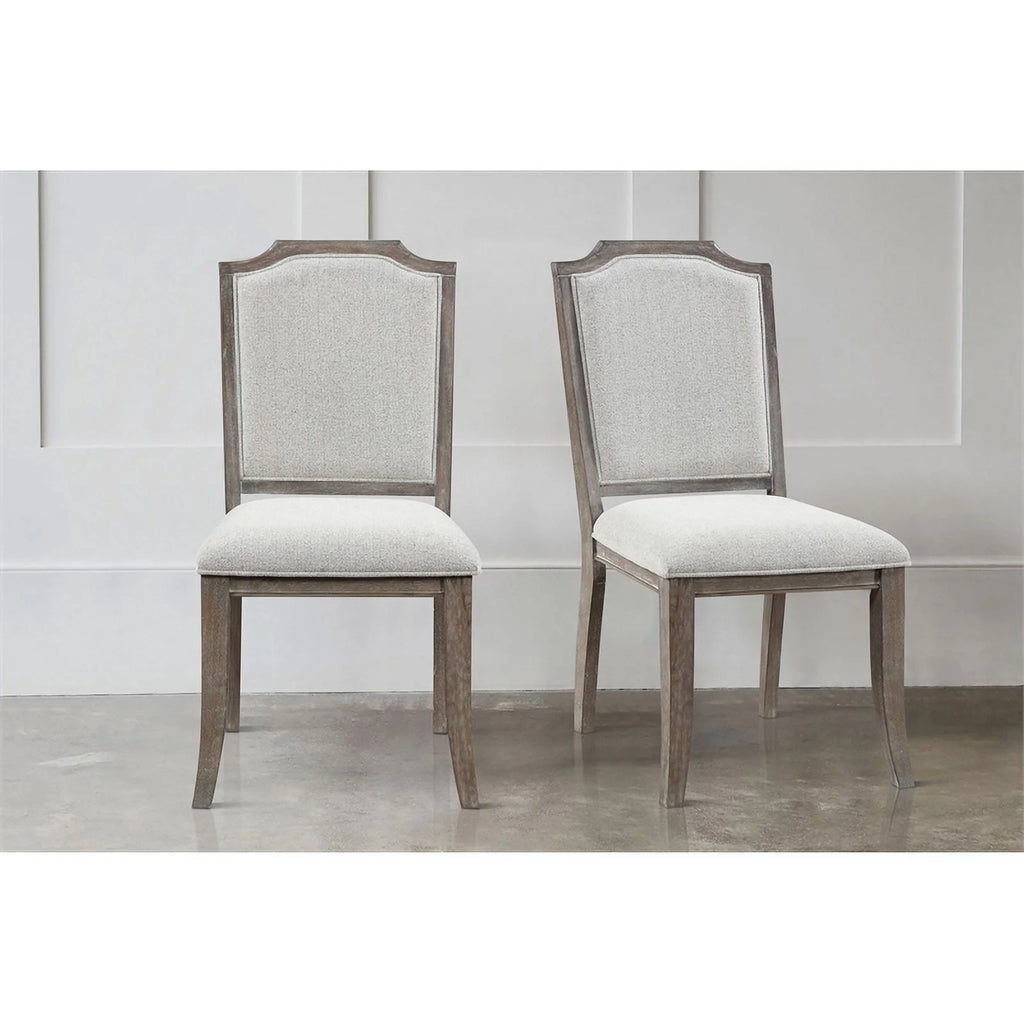 Brown Gray Wood Upholstery Dining Side Chair Set of 2 M97067