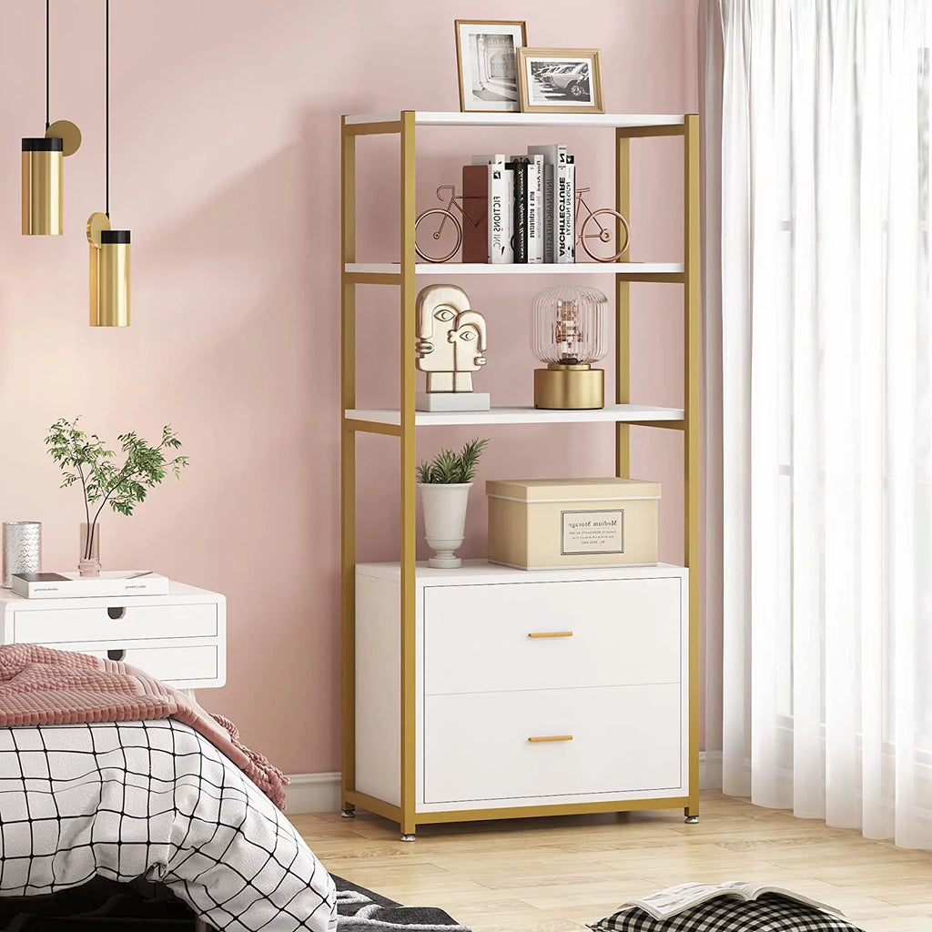 4-Tier Bookshelf with 2 Drawers I8103