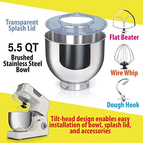 550W 8-Speed Kitchen Stand Mixer with Stainless Steel Bowl S327147
