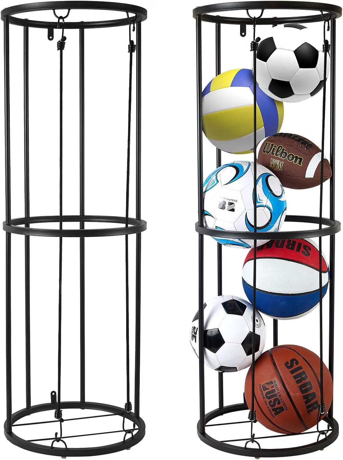 Wall-Mounted Vertical Ball Storage Rack for Basketball, Soccer, Volleyball, Football M2618