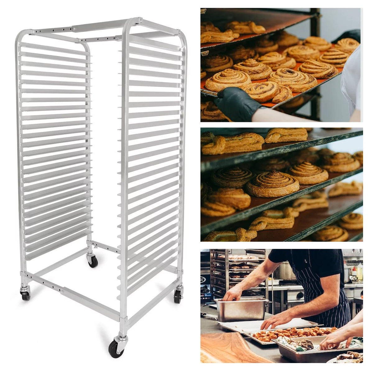 25 Tier Aluminum Bakery Rack with Lockable Wheels T14695