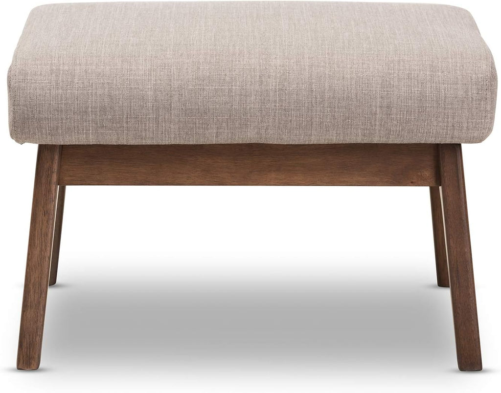 Light Grey Walnut Brown Fabric Polyester Ottoman Pack of 2 G597