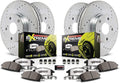 Front and Rear Carbon Fiber Brake Pads with Drilled & Slotted Brake Rotors Kit F62225