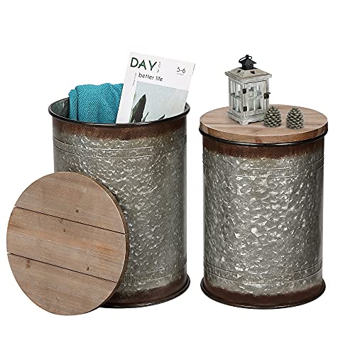 Galvanized Metal Storage Ottoman Side Table A84771