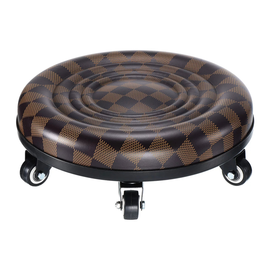 Brown PU Leather Rolling Stool W893239