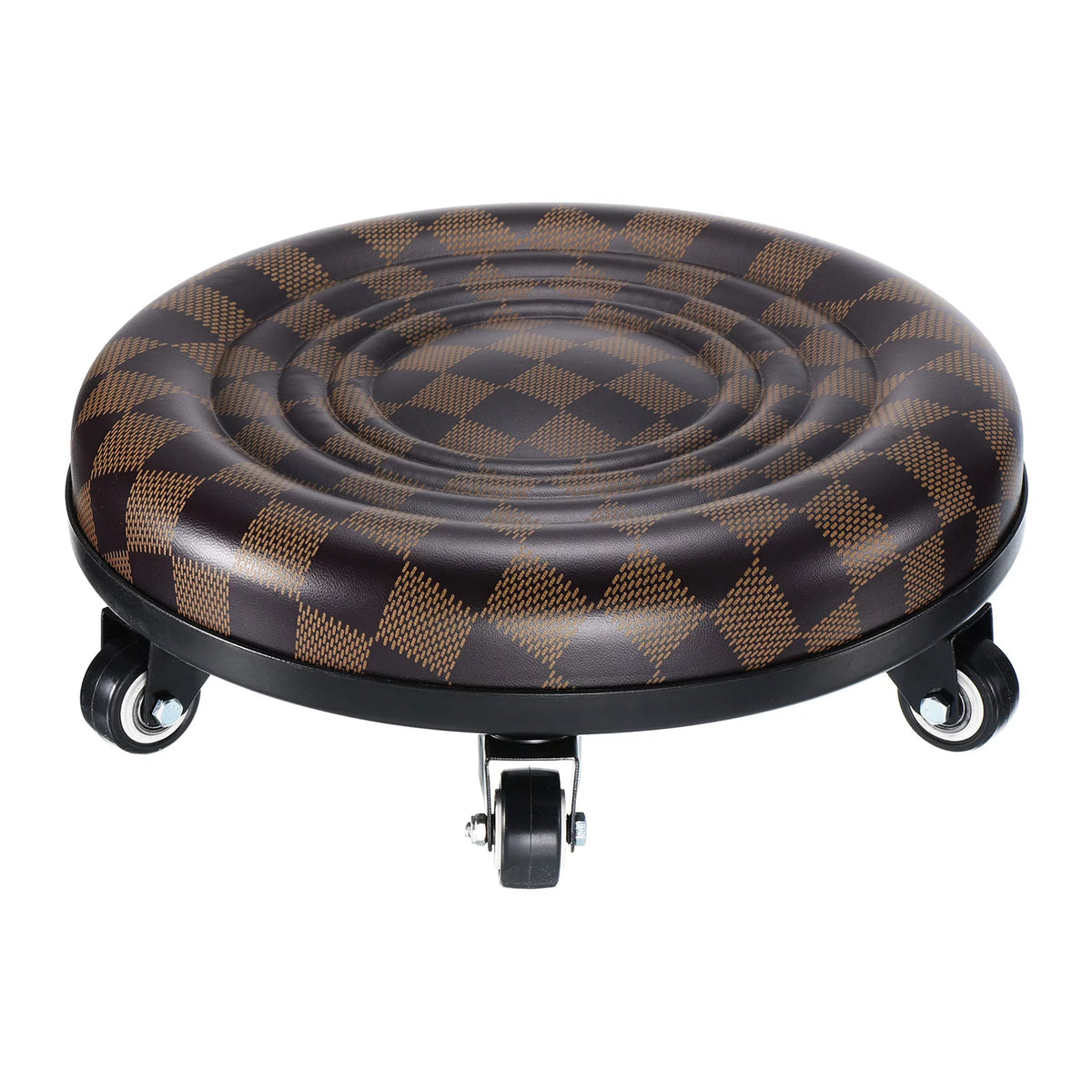 Brown PU Leather Rolling Stool W893239