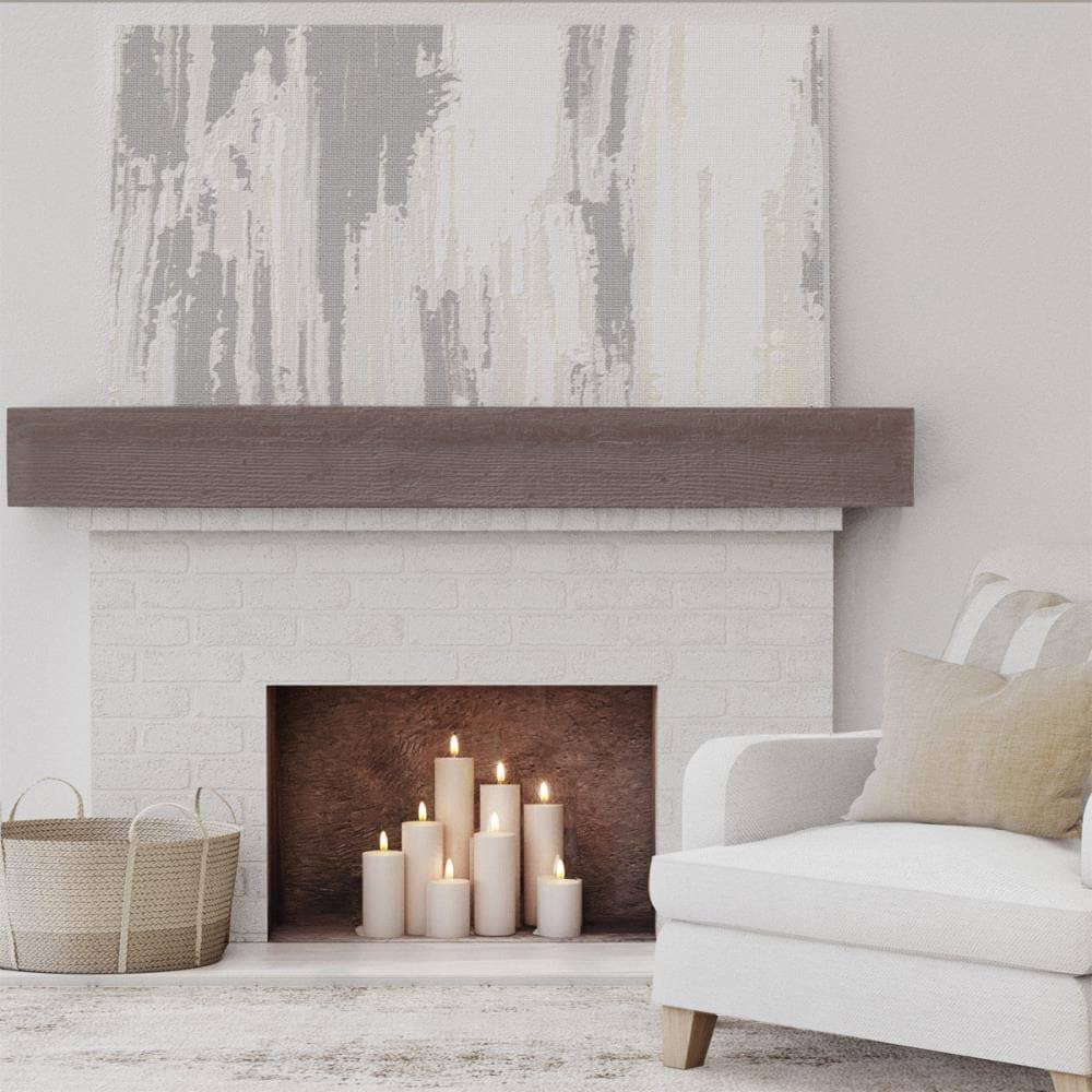 Rough Sawn Faux Wood Fireplace Mantel, Aged Pecan N24592